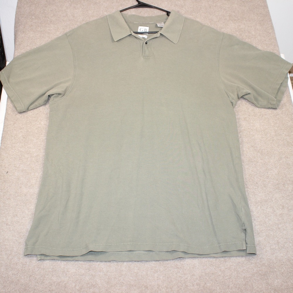 Geoffrey Beene Mens XL Sage Green Polished Cotton Pique Short Sleeve Polo Shirt